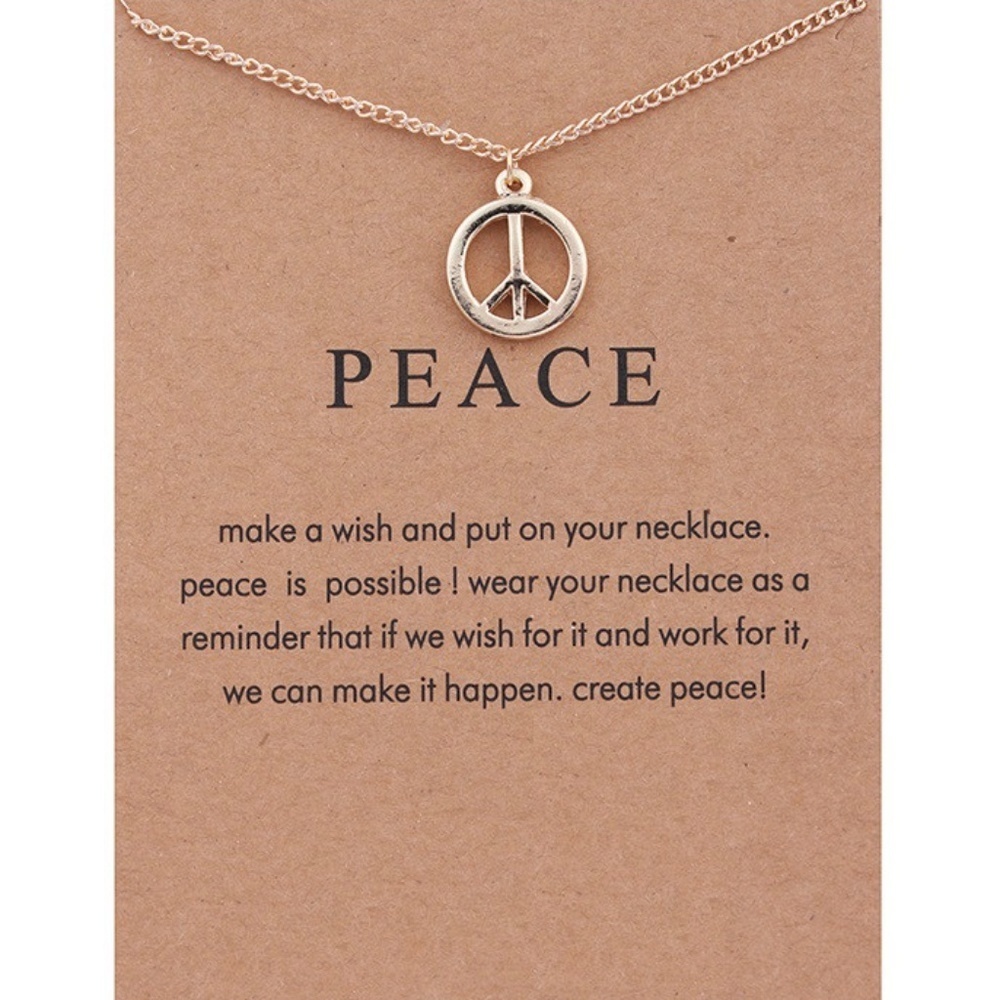 *KAMIKO* Gold Peace Sign Unique Pendant Fashion Necklace